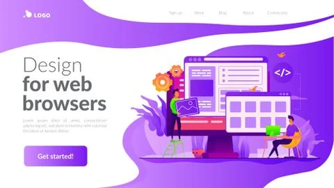 Web development landing page template Stock Illustration