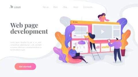 WEB development landing page template. Stock Illustration