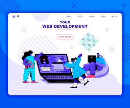 Web development landing page vector template. Illustrazione stock