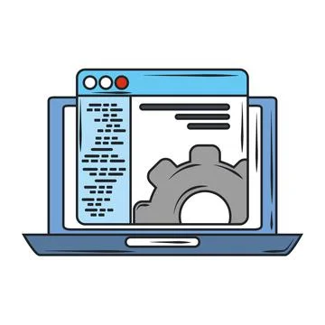 Web development, laptop site coding, information creation digital software Illustration