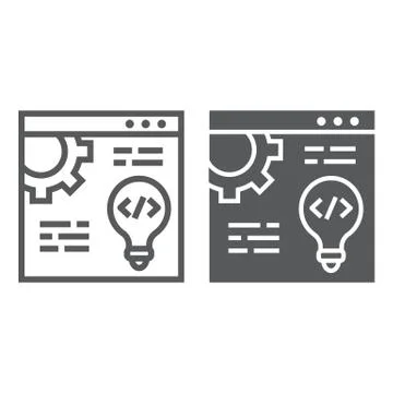 Web development line and glyph icon, website and programming, browser sign Stock Illustration
