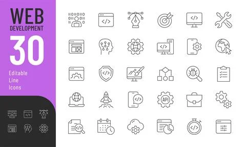 Web Development Line Editable Icons set. Stock Illustration