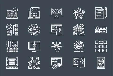 Web Development Line Icon Set Illustrazione stock