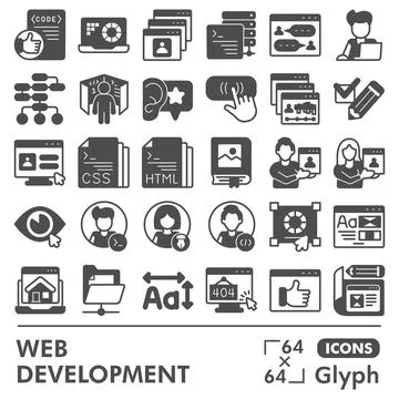 Web development line icon set, website design symbols collection or sketches 스톡 일러스트
