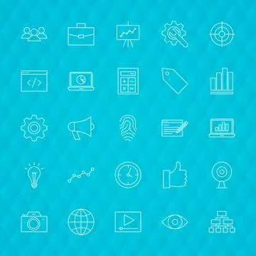 Web Development Line Icons 스톡 일러스트