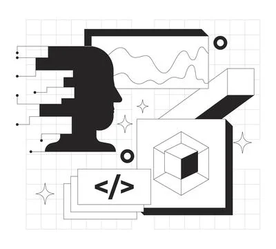 Web development line onboarding ui illustration Stock Illustration