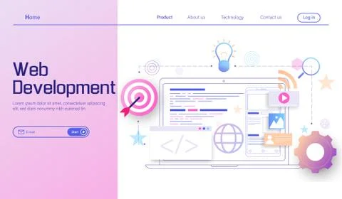 Web development modern flat design concept, mobile app development Illustrazione stock