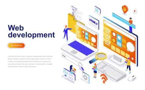 Web development modern flat design isometric concept. Illustrazione stock