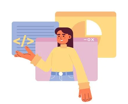 Web development online courses flat concept vector spot illustration Stock Illustration