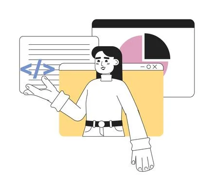 Web development online courses line concept vector spot illustration Stockillustratie