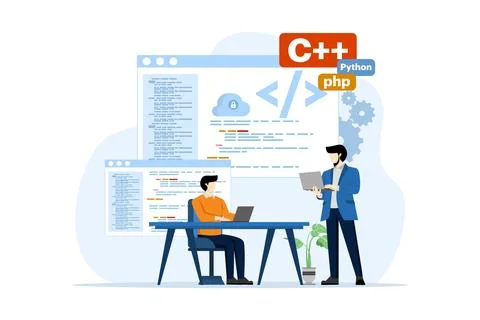 Web development or programming language concept. css, html, IT, ui. Illustrazione stock