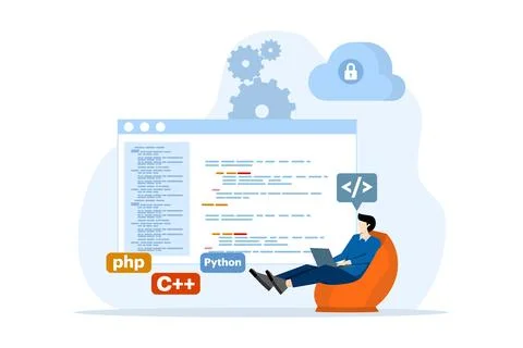 Web development or programming language concept. css, html, IT, ui. Stock Illustration