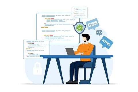 Web development or programming language concept. css, html, IT, ui. Stock Illustration