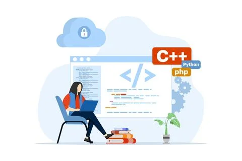 Web development or programming language concept. css, html, IT, ui. Stock Illustration