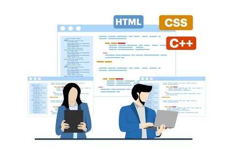 Web development or programming language concept. css, html, IT, ui. Stock Illustration