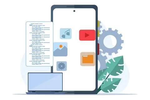 Web development or programming language concept. css, html, it, ui. Stock Illustration