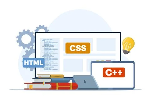 Web development or programming language concept. css, html, it, ui. Stock Illustration
