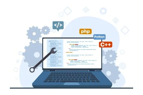 Web development or programming language concept. css, html, it, ui. 스톡 일러스트