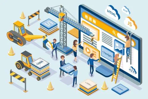 Web Development People Set Vector Illustration Illustrazione stock