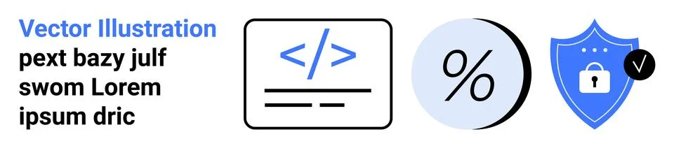 Web Development, Percentage Calculation, and Data Security Analysis Visuals Stock-Illustration
