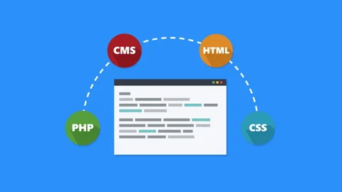 Web development php cms html css Video stock 347499673