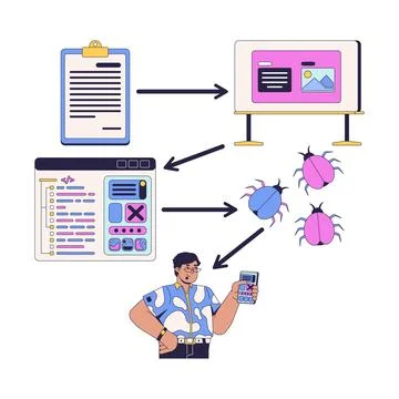 Web development process diagram 2D illustration concept Stock Illustration