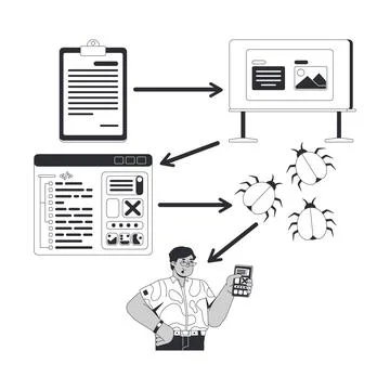 Web development process diagram line illustration concept Stock Illustration