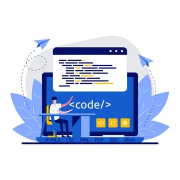 Web development, programming and coding concept with character. Programmers.. Stock-Illustration