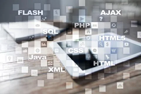 Web development. Programming. Internet and technology concept. 库存照片