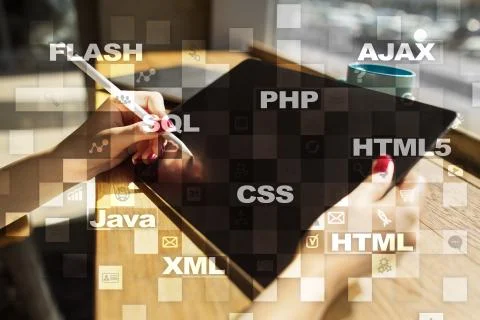 Web development. Programming. Internet and technology concept. 스톡 사진
