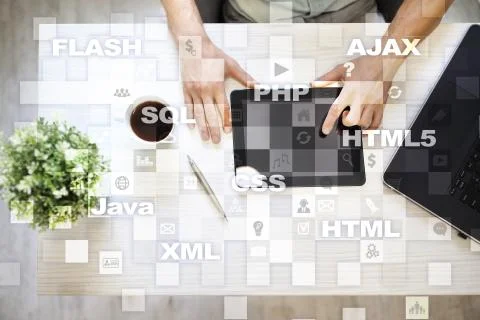 Web development. Programming. Internet and technology concept. Stock Photos