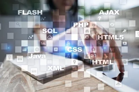 Web development. Programming. Internet and technology concept. Stock Photos