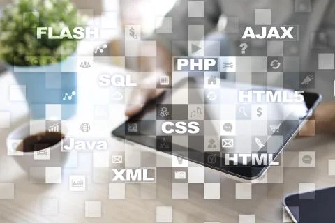 Web development. Programming. Internet and technology concept. Stockfoto's