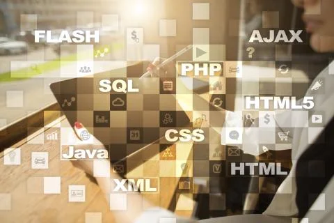 Web development. Programming. Internet and technology concept. 스톡 사진