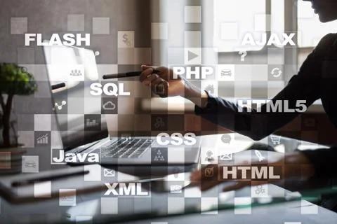 Web development. Programming. Internet and technology concept. Stock Photos