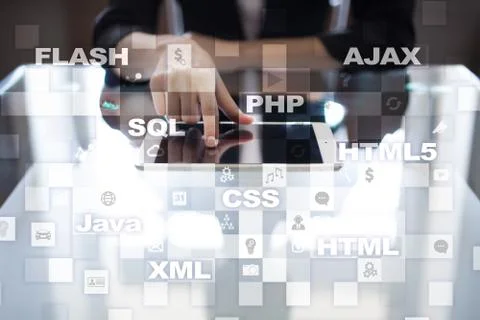 Web development. Programming. Internet and technology concept. 스톡 사진