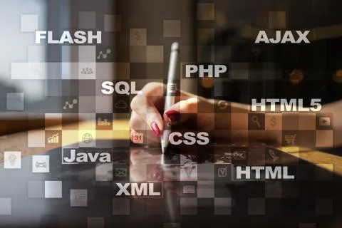 Web development. Programming. Internet and technology concept. 库存照片