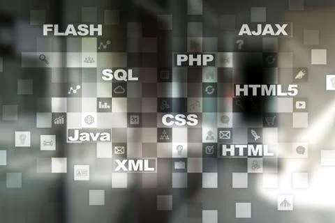 Web development. Programming. Internet and technology concept. 스톡 사진