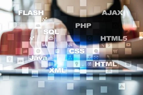 Web development. Programming. Internet and technology concept. 库存照片