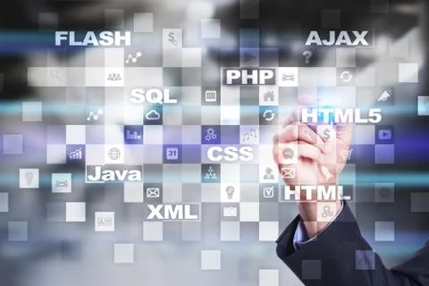 Web development. Programming. Internet and technology concept. 스톡 사진