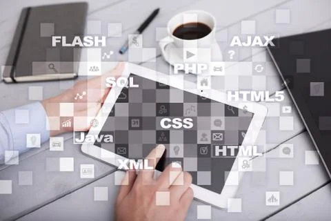 Web development. Programming. Internet and technology concept. 스톡 사진