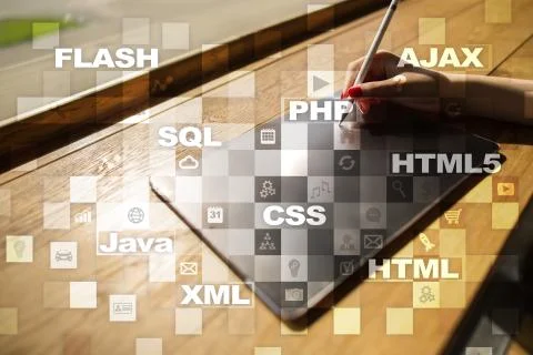 Web development. Programming. Internet and technology concept. Stock Photos