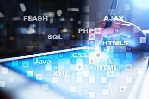 Web development. Programming. Internet and technology concept. Stock Photos