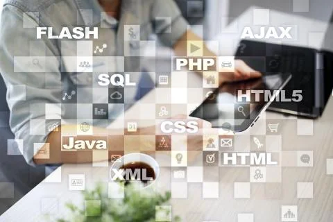 Web development. Programming. Internet and technology concept. Stock Photos