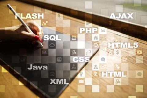 Web development. Programming. Internet and technology concept. 스톡 사진