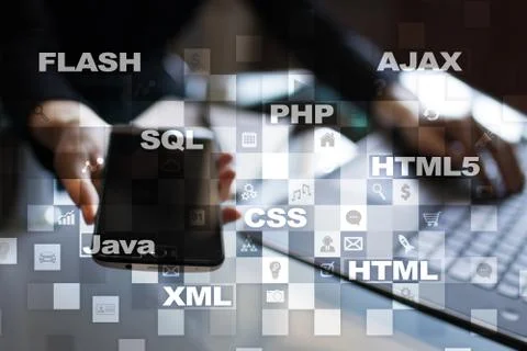 Web development. Programming. Internet and technology concept. 库存照片