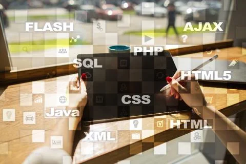 Web development. Programming. Internet and technology concept. 스톡 사진