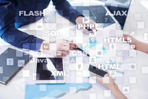 Web development. Programming. Internet and technology concept. Stockfoto's