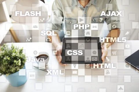 Web development. Programming. Internet and technology concept. Stockfoto's