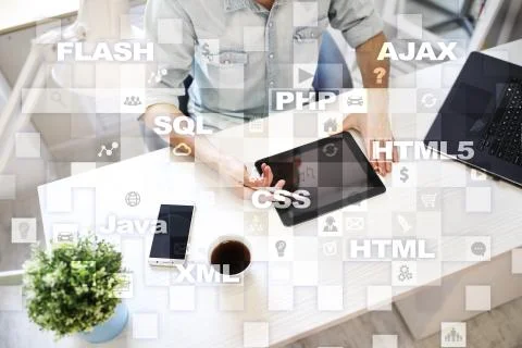 Web development. Programming. Internet and technology concept. 스톡 사진